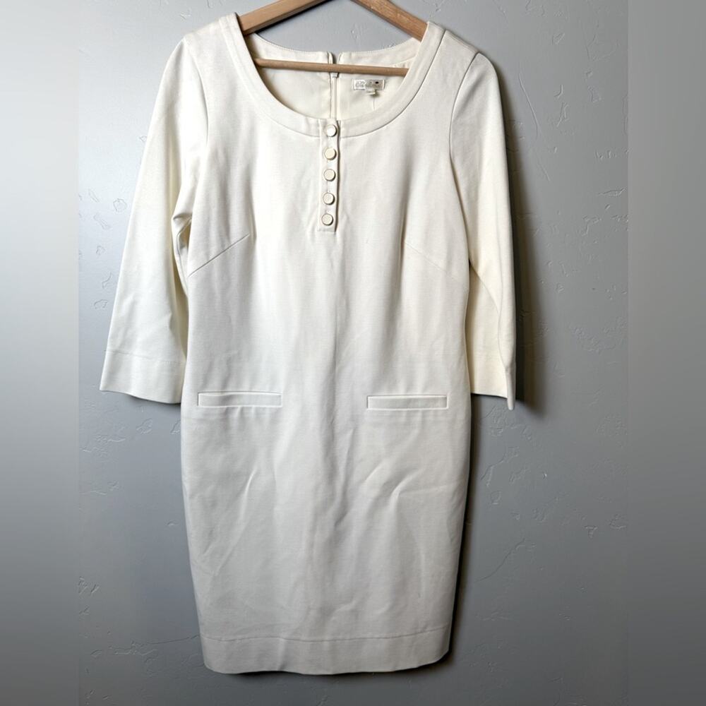 NWT Shoshanna Long Sleeve Shift Dress Ivory/Cream Size 6 - Picture 2 of 11